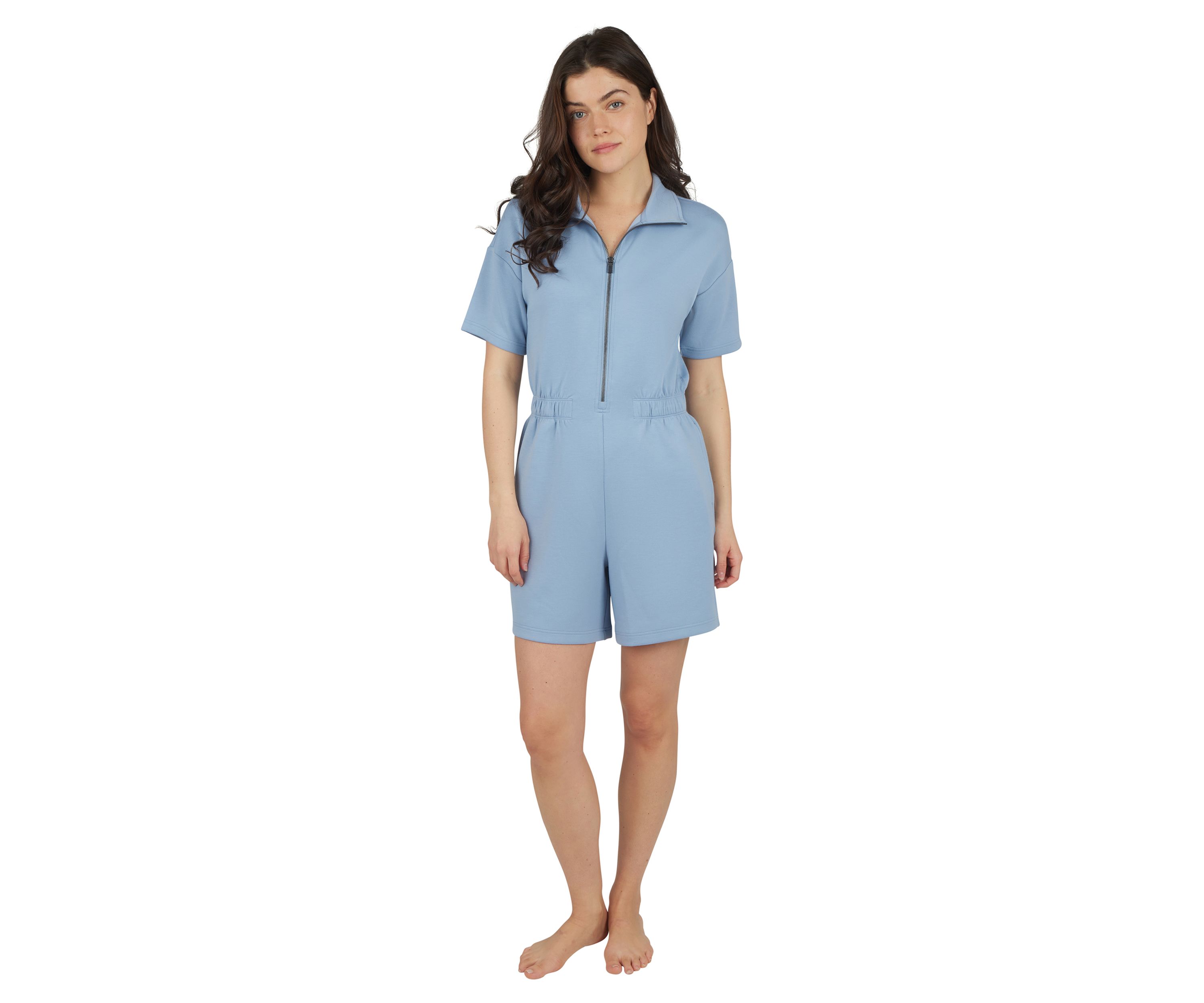 Womens Scuba Sarah Half Zip Romper