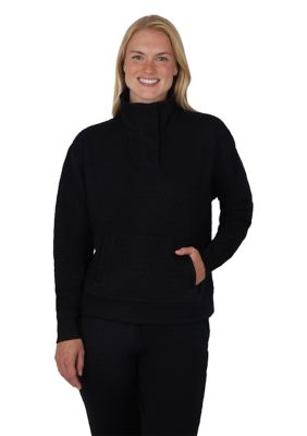 Yogalicious Women's Diamond Quilted 1/2 Zip Pullover, Black, Large