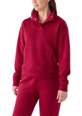 Yogalicious Women's Diamond Quilted 1/2 Zip Pullover, Large