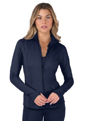 Buy 90 Degree By Reflex Womens High Neck Slim Fit Ribbed Zip Up