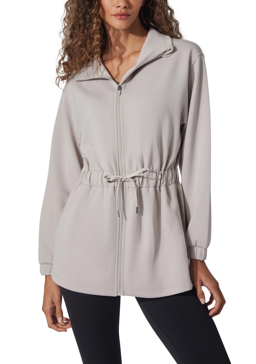 Yogalicious Scuba Alma Funnel Neck Jacket with Cinched Waist | Belk