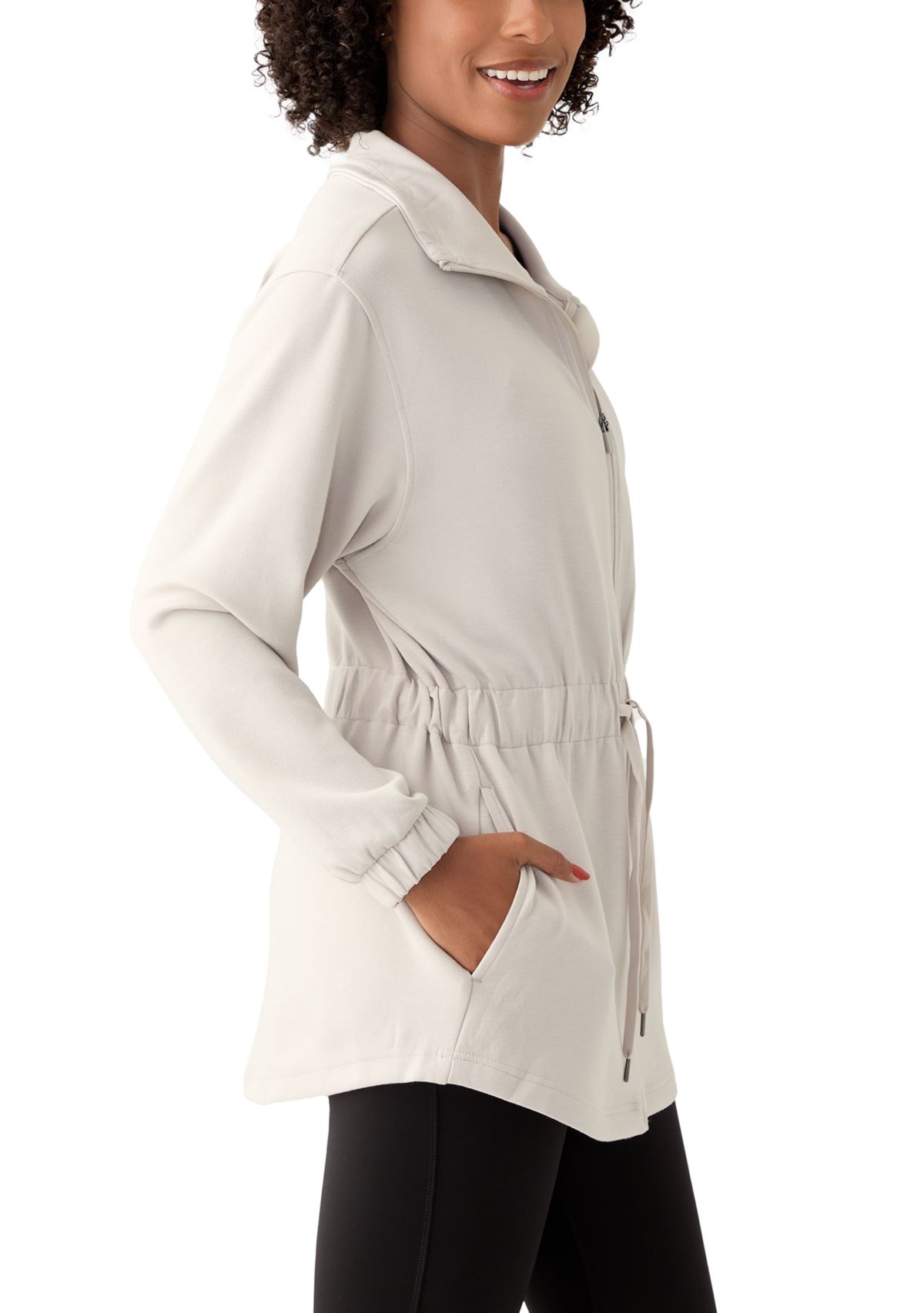Scuba Alma Funnel Neck Jacket with Cinched Waist
