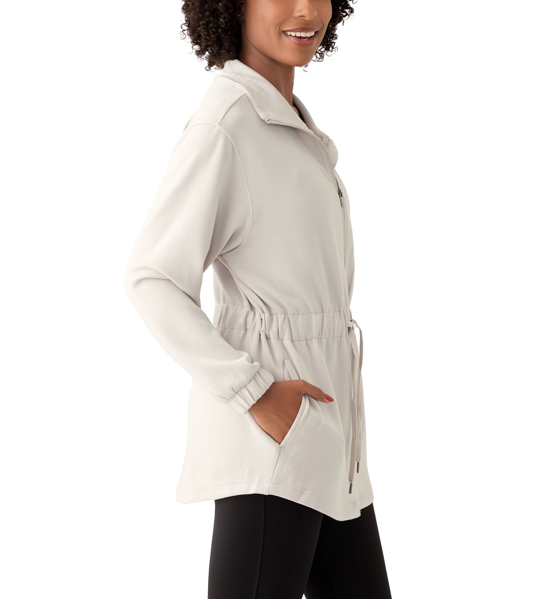 Scuba Alma Funnel Neck Jacket with Cinched Waist
