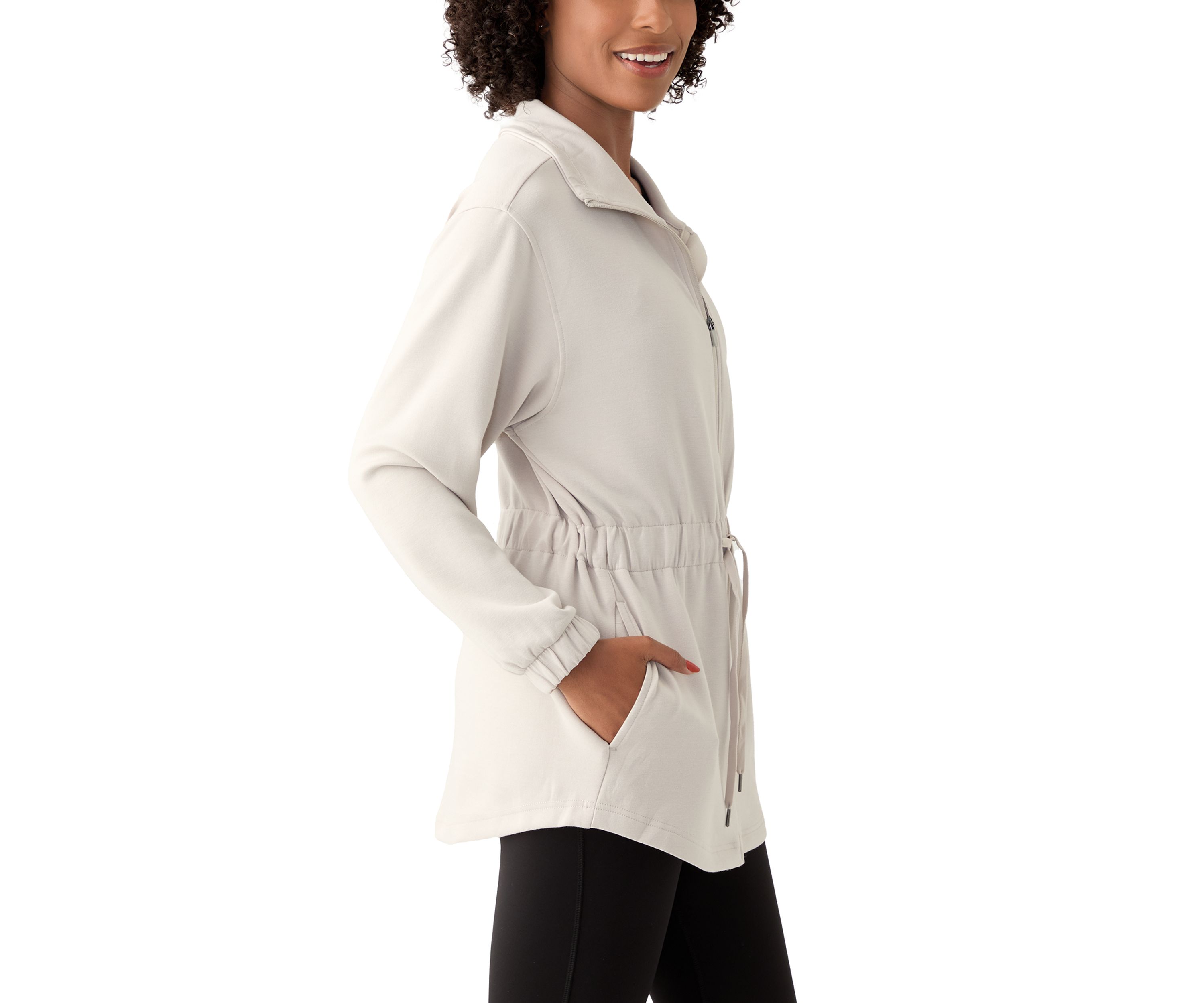 Scuba Alma Funnel Neck Jacket with Cinched Waist