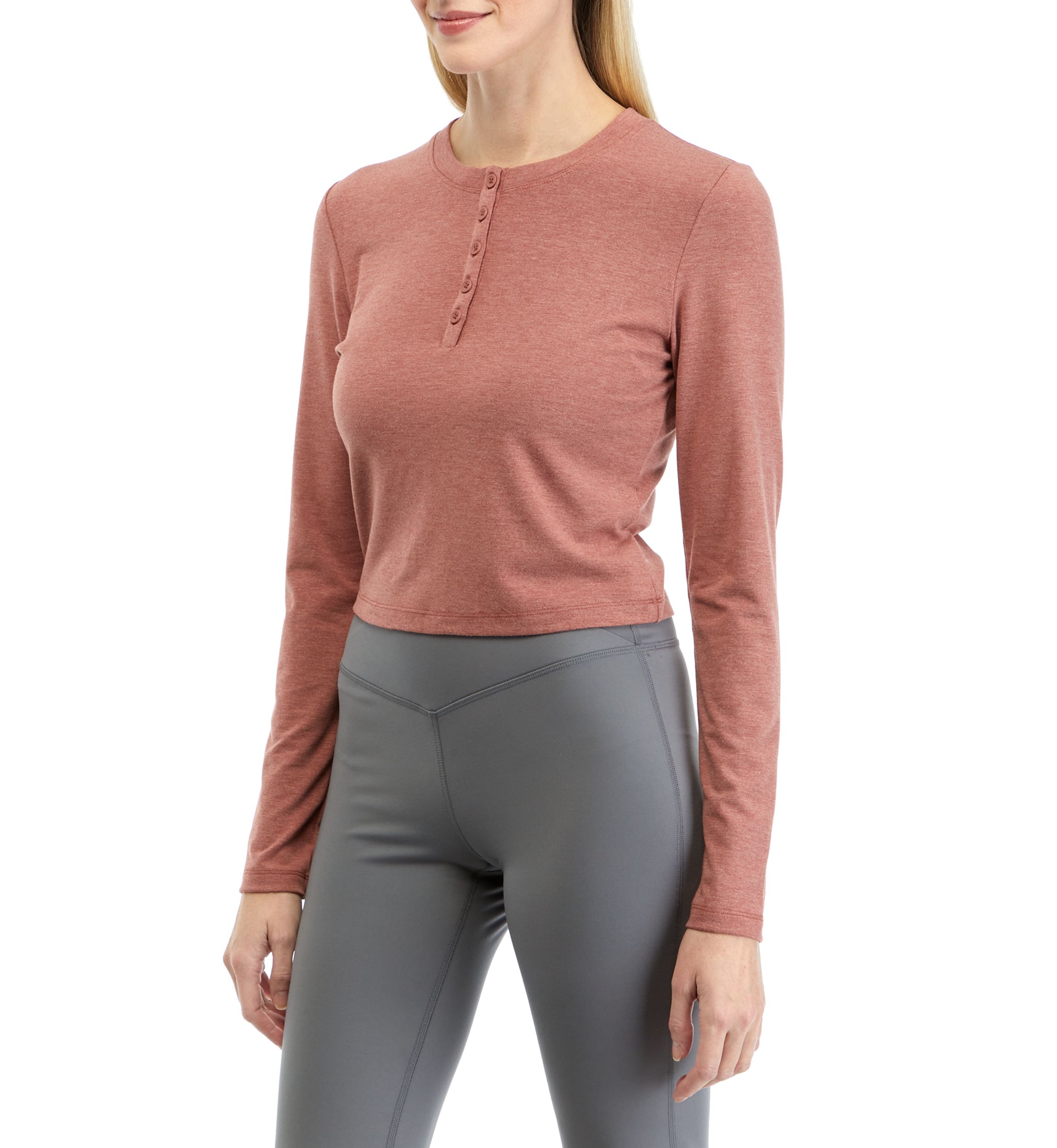 Valentina Velvety Henley Long Sleeve Crop Top