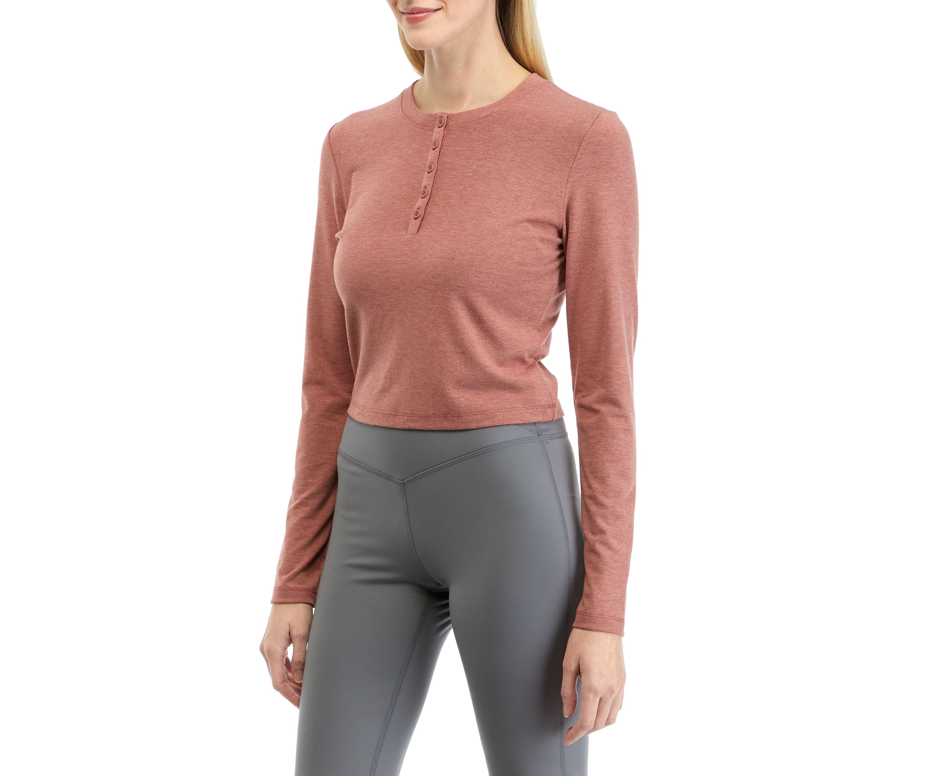 Valentina Velvety Henley Long Sleeve Crop Top