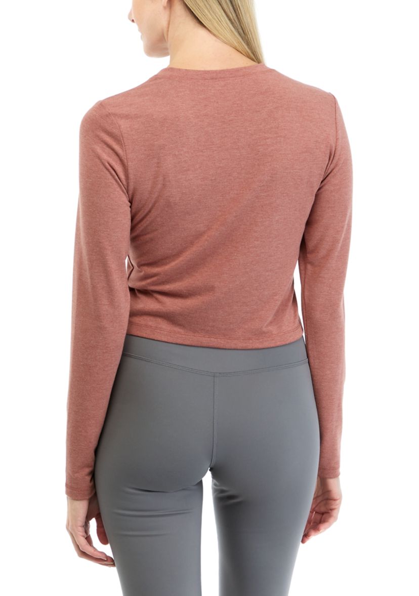 Valentina Velvety Henley Long Sleeve Crop Top