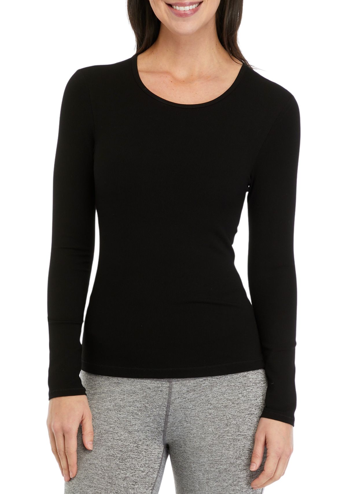Womens Heavenly Ribbed Kathleen Long Sleeve Top with Shelf Bra
