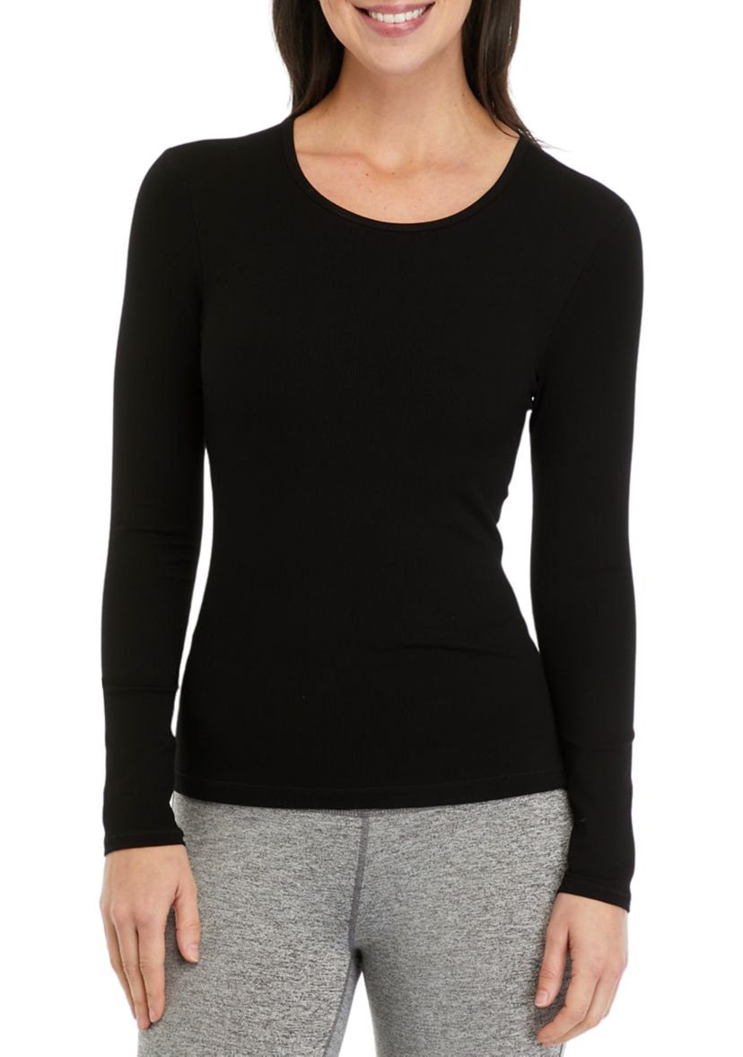 Womens Heavenly Ribbed Kathleen Long Sleeve Top with Shelf Bra