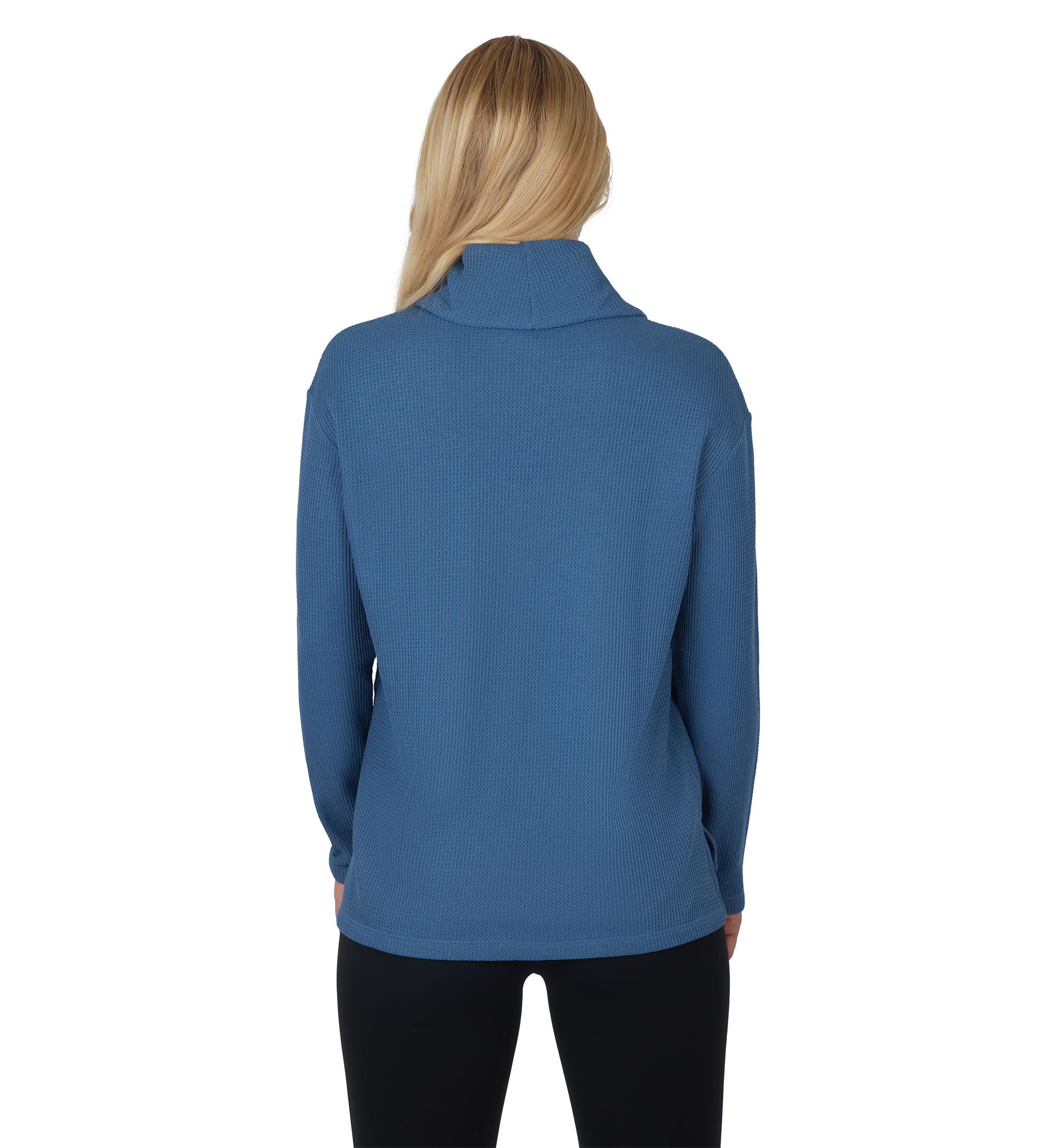 Long Sleeve Brushed Waffle Cowl Neck Top