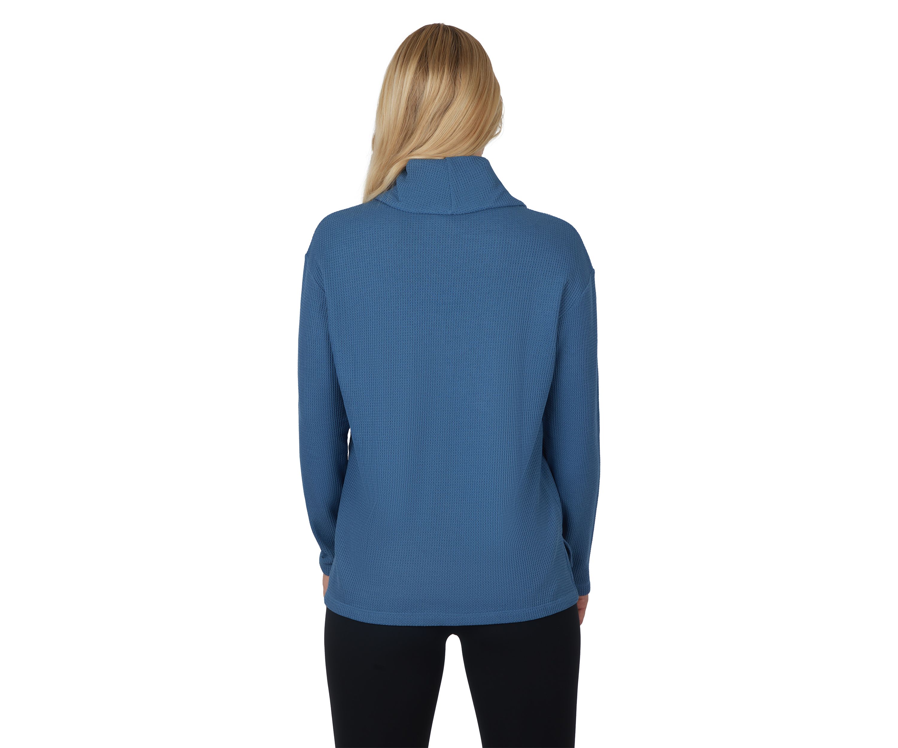Long Sleeve Brushed Waffle Cowl Neck Top