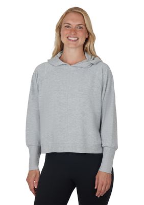 Yogalicious Women's Terry Brushed Hoodie with Side Splits, Large