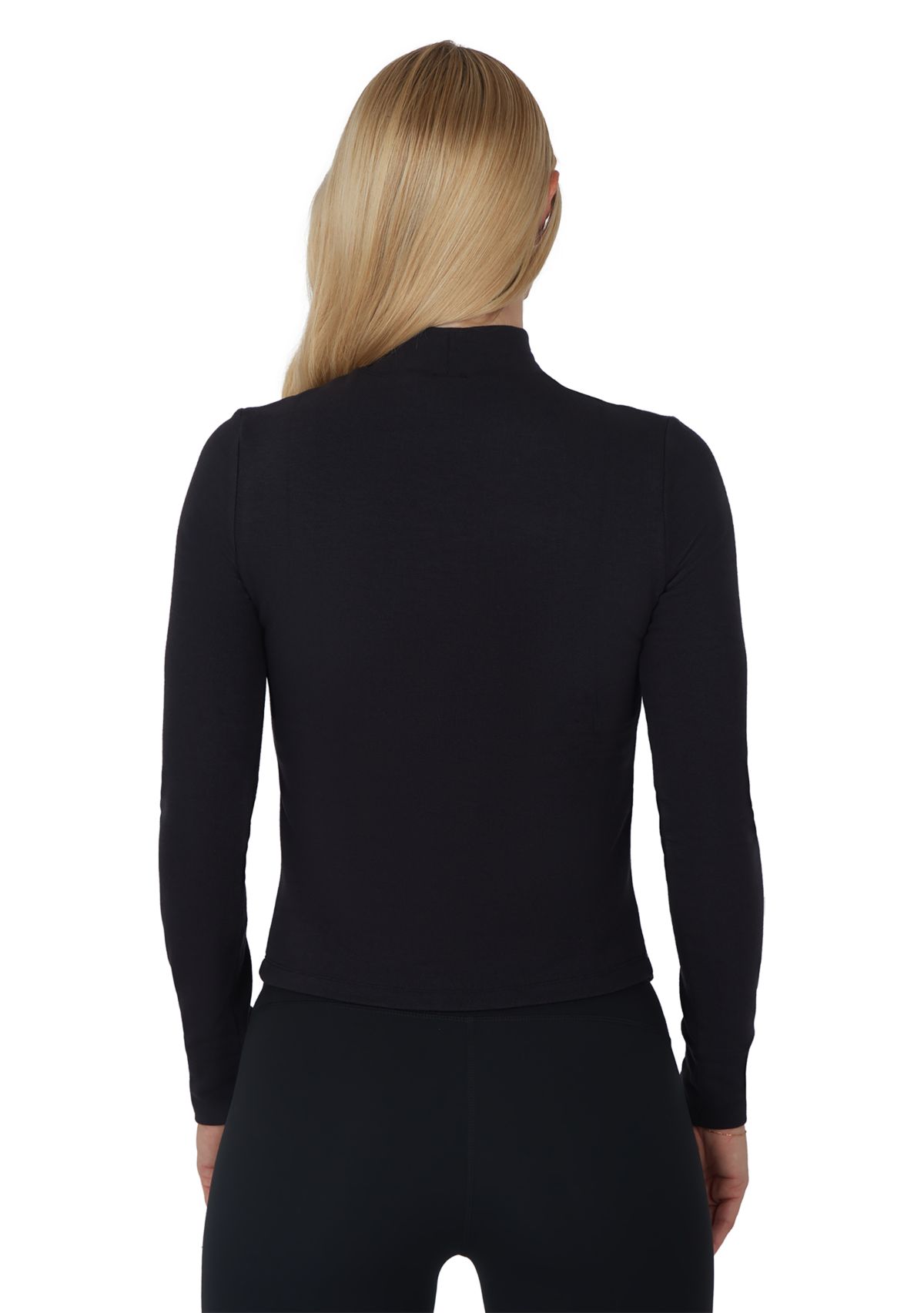 Womens Peached Jersey Mock Neck Top 