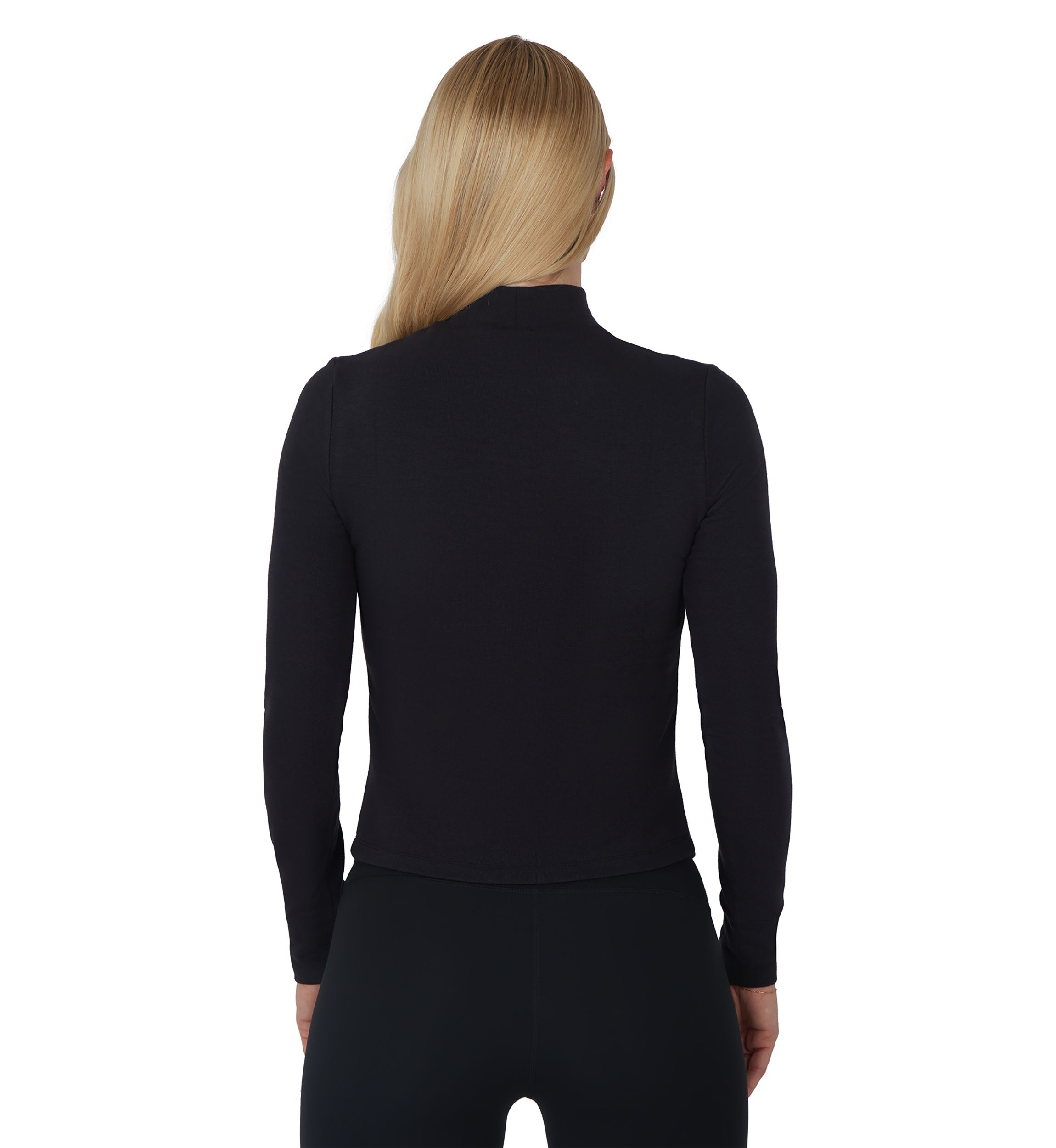 Womens Peached Jersey Mock Neck Top 