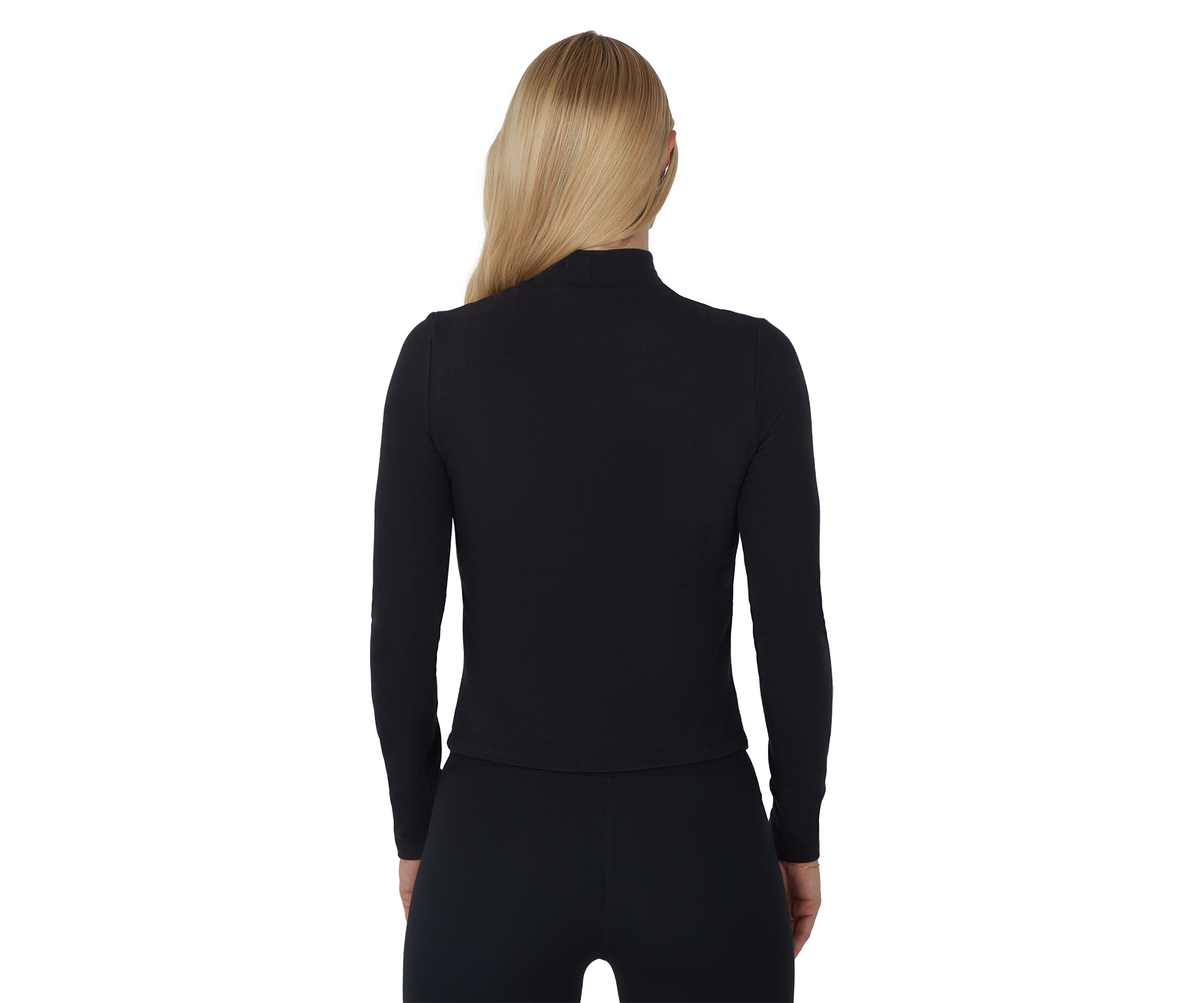 Womens Peached Jersey Mock Neck Top 