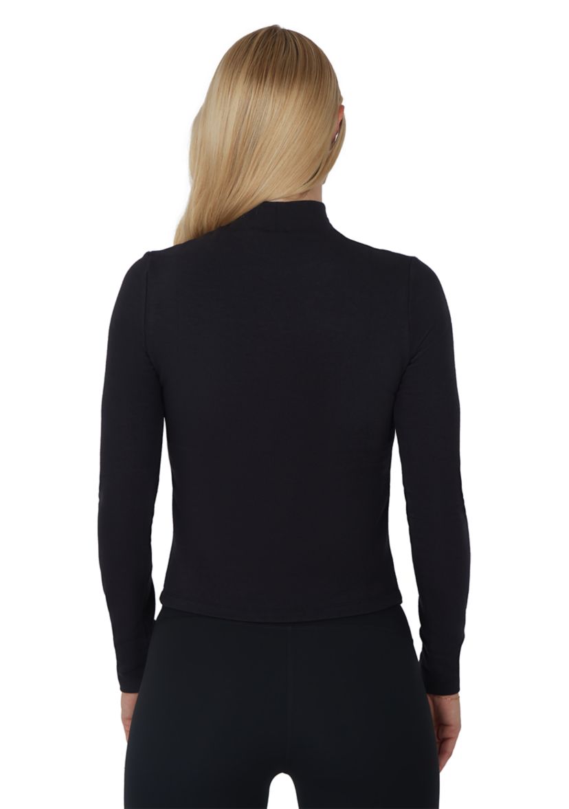 Womens Peached Jersey Mock Neck Top 