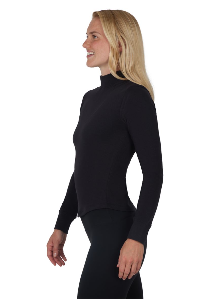 Womens Peached Jersey Mock Neck Top 