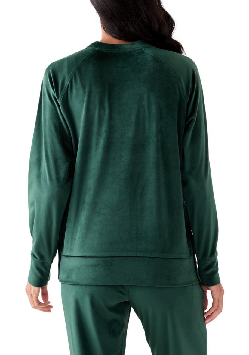 Womens Velour Sophie Sweatshirt with Side Buttons