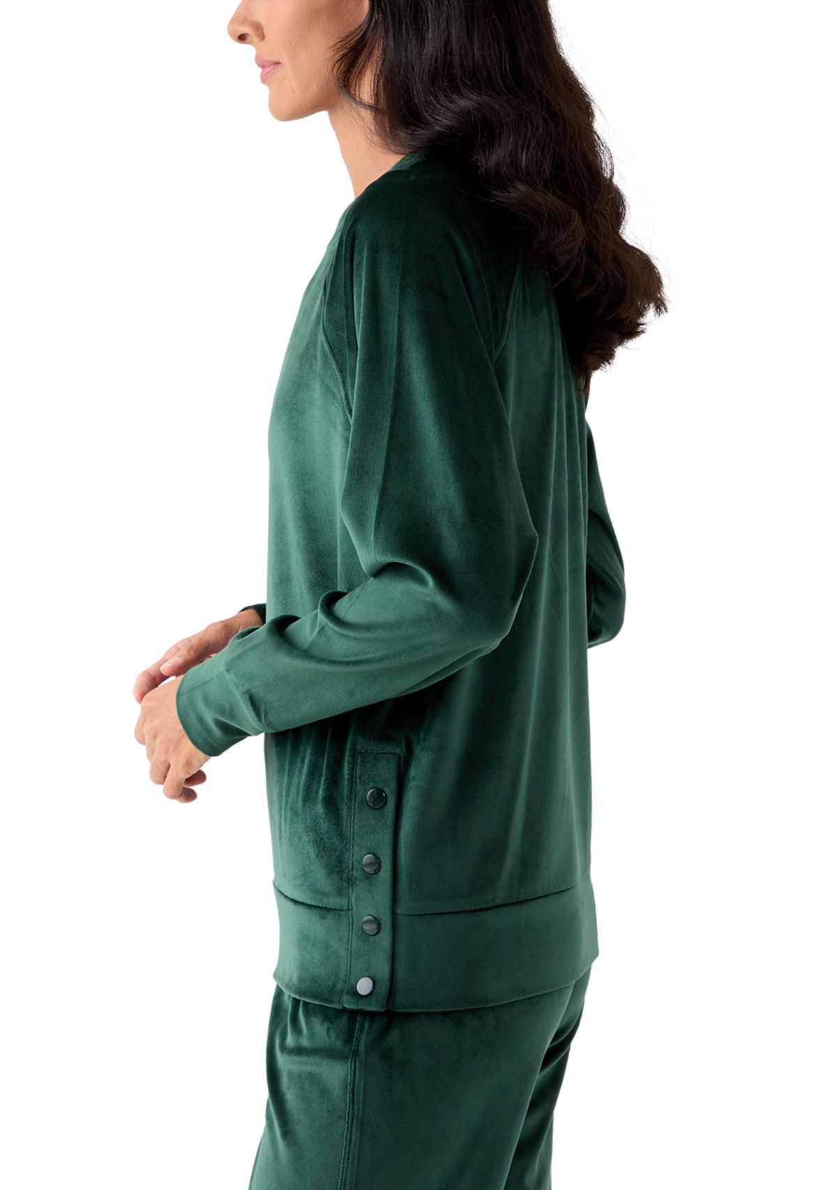 Womens Velour Sophie Sweatshirt with Side Buttons