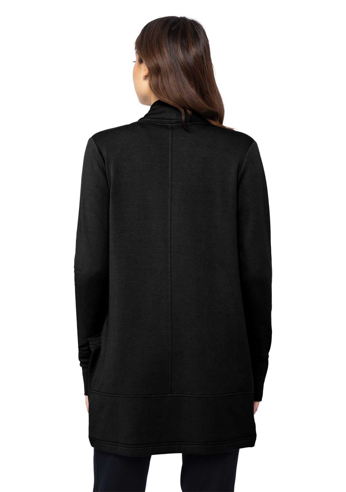 Womens Long Sleeve Brushed Terry Ribbed Cardigan