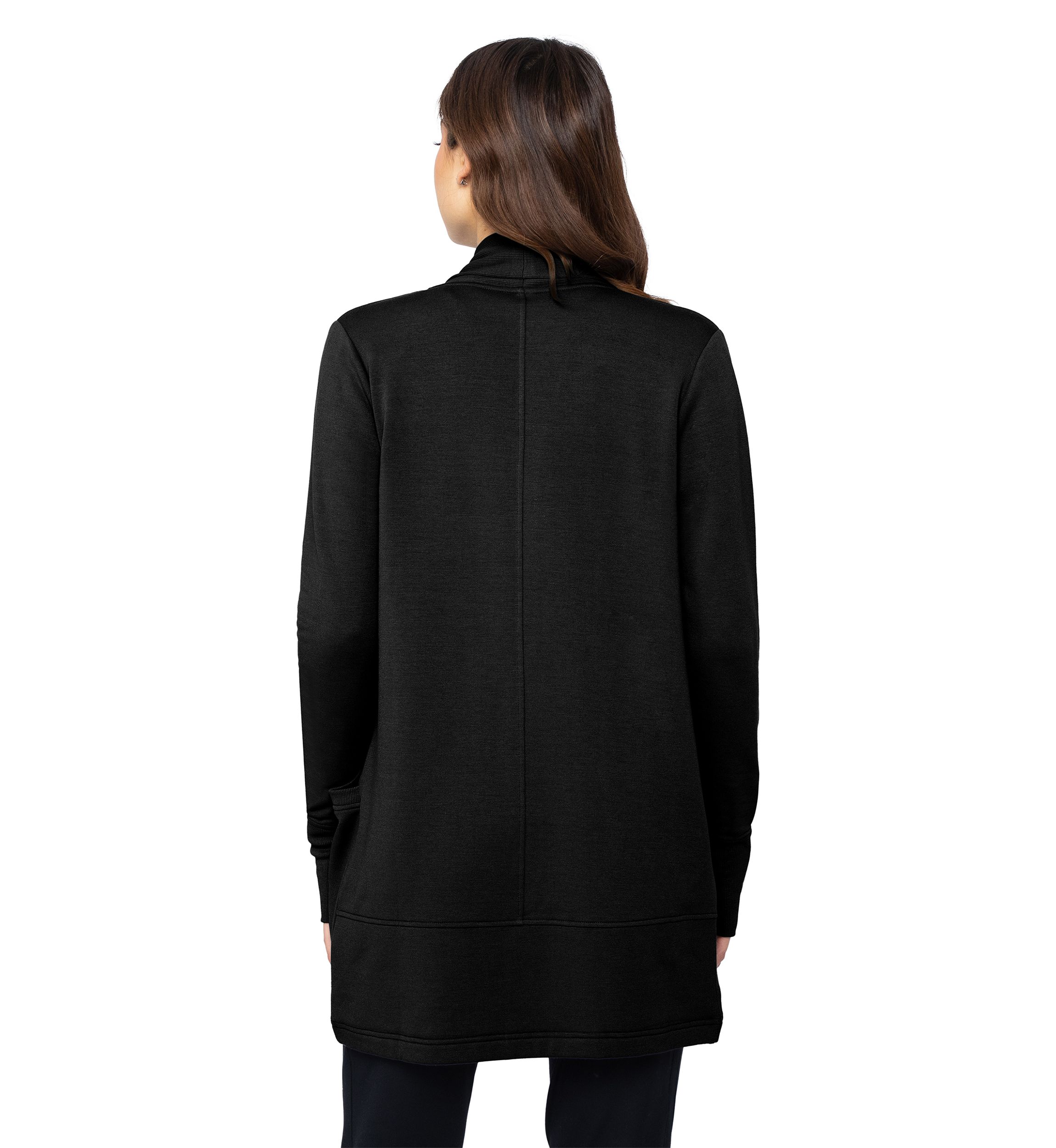 Womens Long Sleeve Brushed Terry Ribbed Cardigan