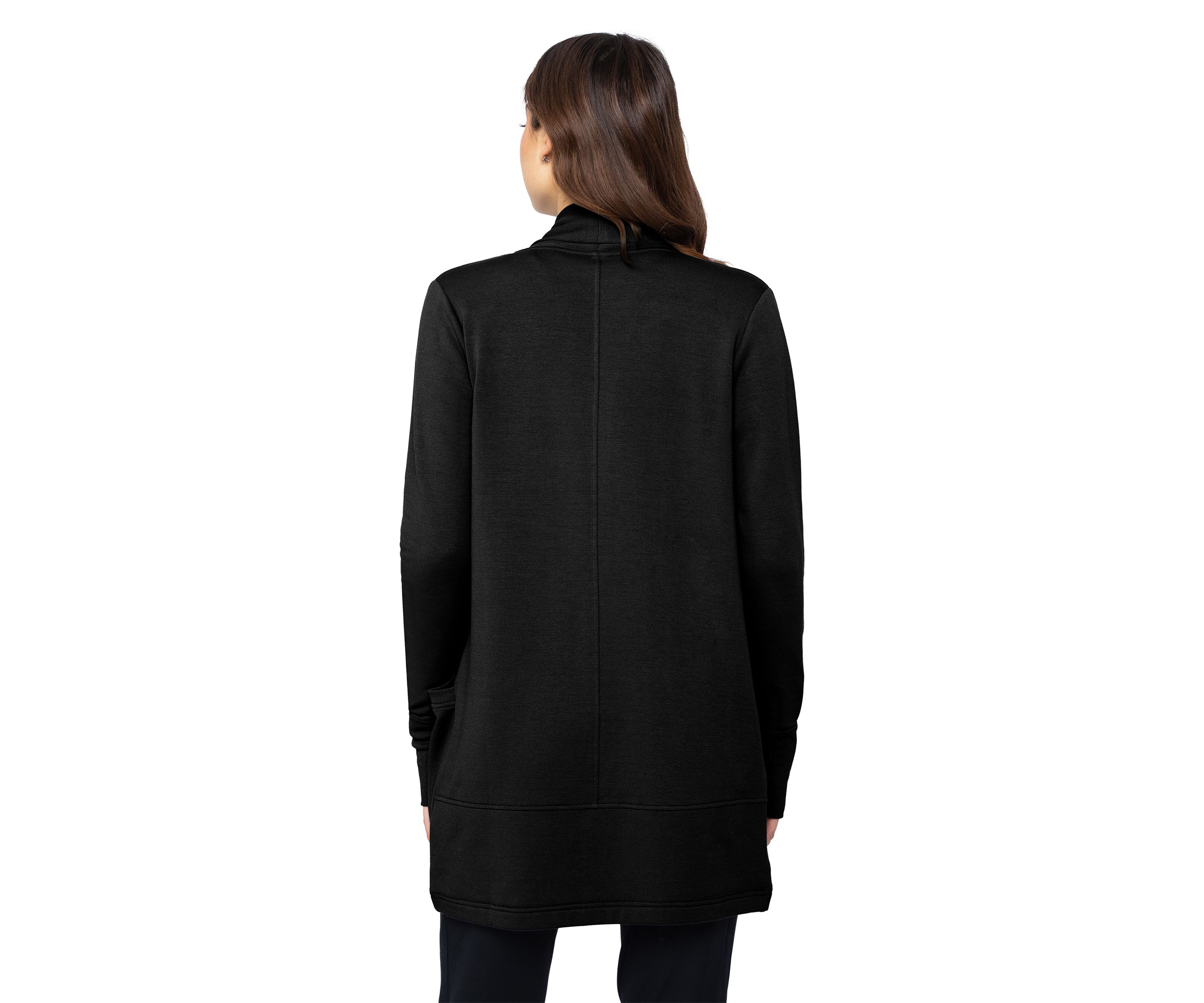 Womens Long Sleeve Brushed Terry Ribbed Cardigan