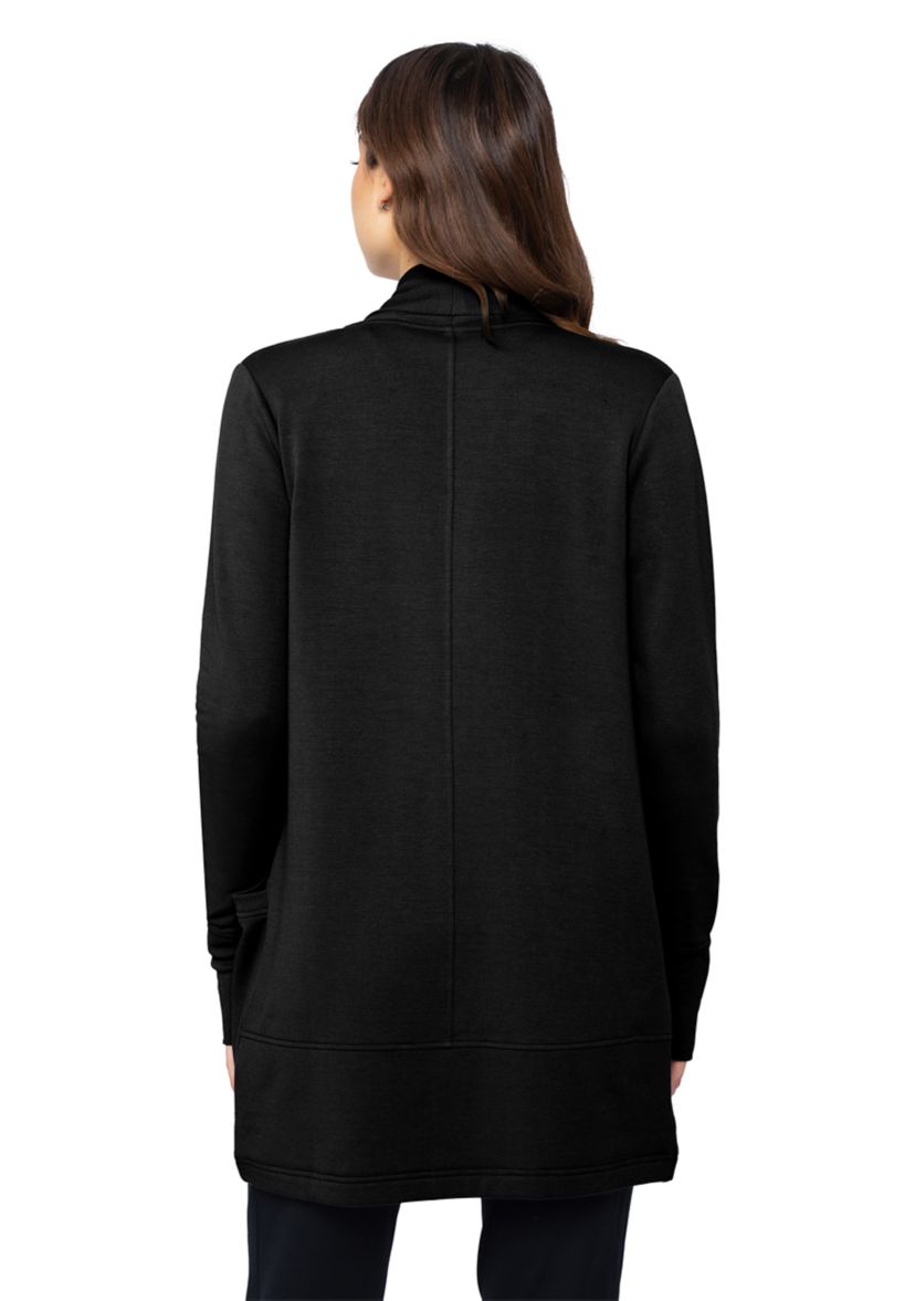 Womens Long Sleeve Brushed Terry Ribbed Cardigan
