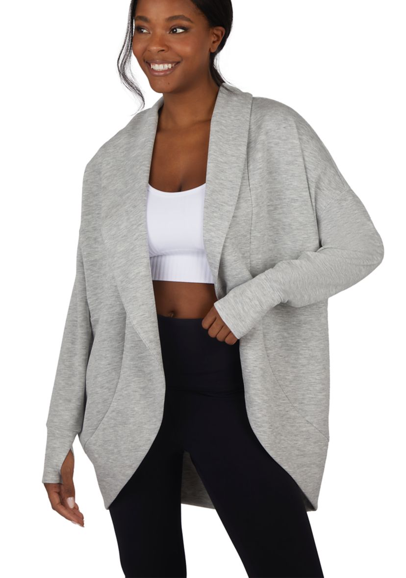 Scuba Cardigan with Side Seam Pockets