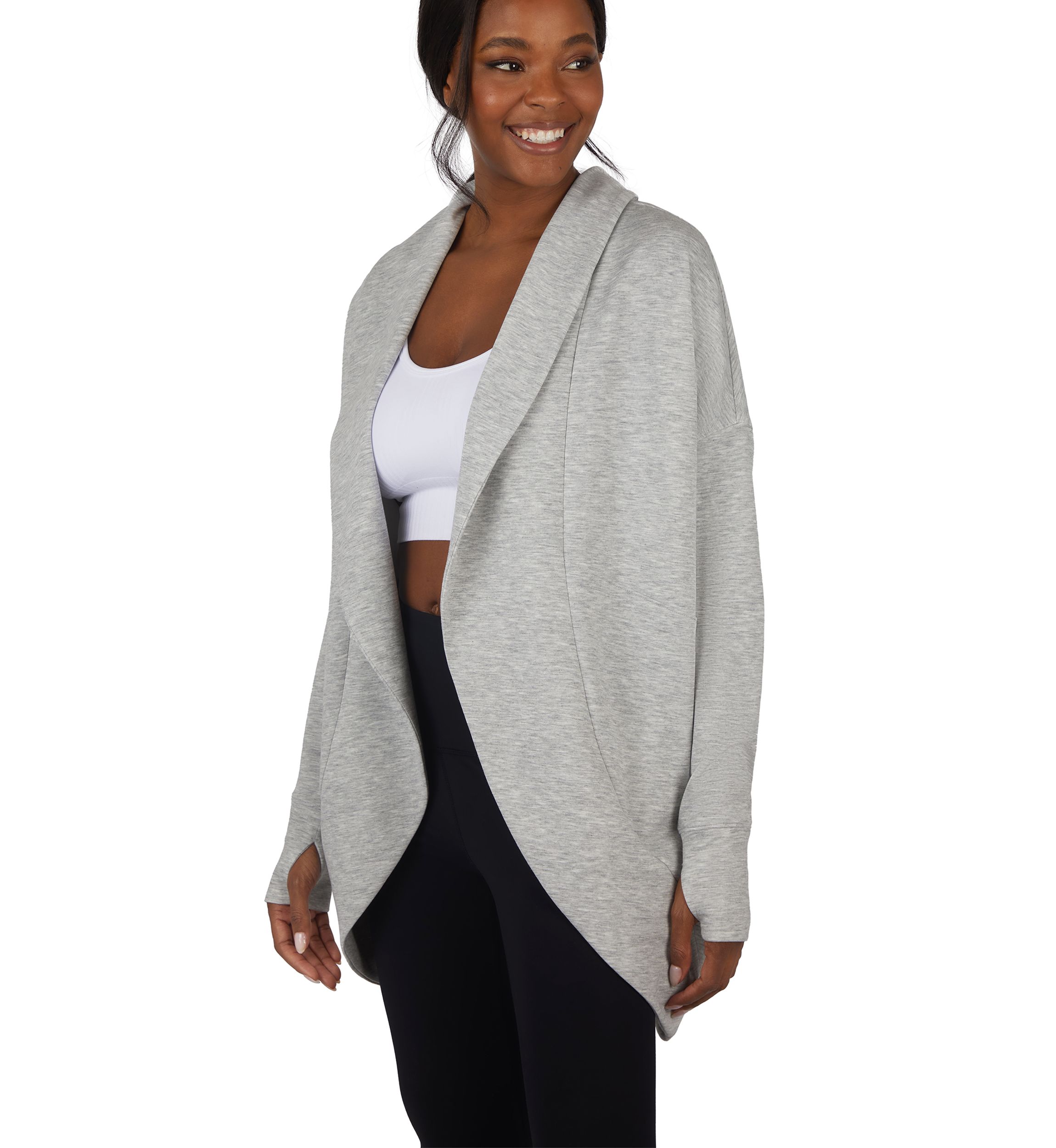 Scuba Cardigan with Side Seam Pockets