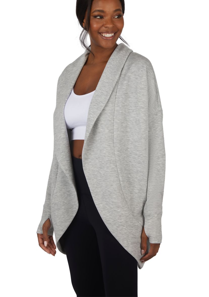 Scuba Cardigan with Side Seam Pockets