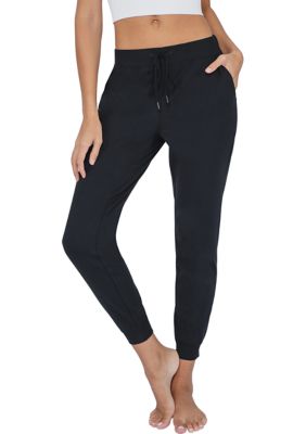 Yogalicious Women's Lux Jogger Pants with Side Pockets, Black, Size Small