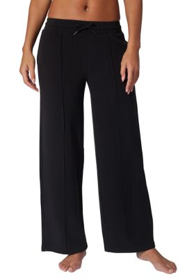 Yogalicious Women's Fleece High Rise Wide Leg Pants, Black, XS