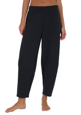 Yogalicious Women's Sandwash Softlite Flyover Barrel Leg Pants, Black, Medium