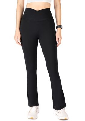 Yogalicious Lux Madison Crossover Elastic Free Waistband with V-Back and  Ankle Flared Pants