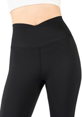 Yogalicious Lux Madison Crossover Flared Leggings In Black