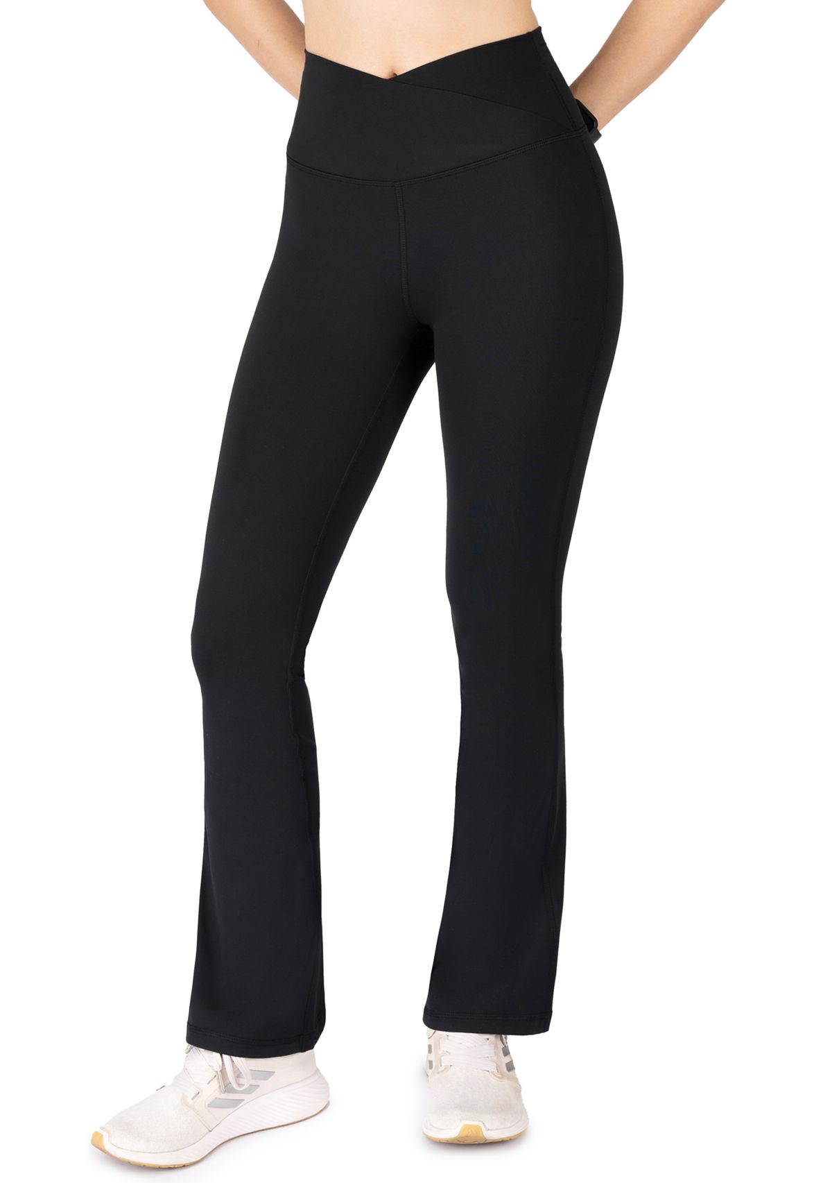  Lux Madison Crossover Elastic Free Waistband with V-Back and Ankle Flared Pants
