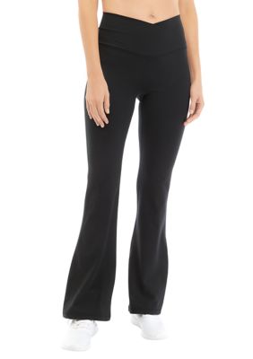 Yogalicious - Lux High Waist Flare Leg V Back Yoga Pants With Elastic Free  Crossover Waistband - Black - Large : Target