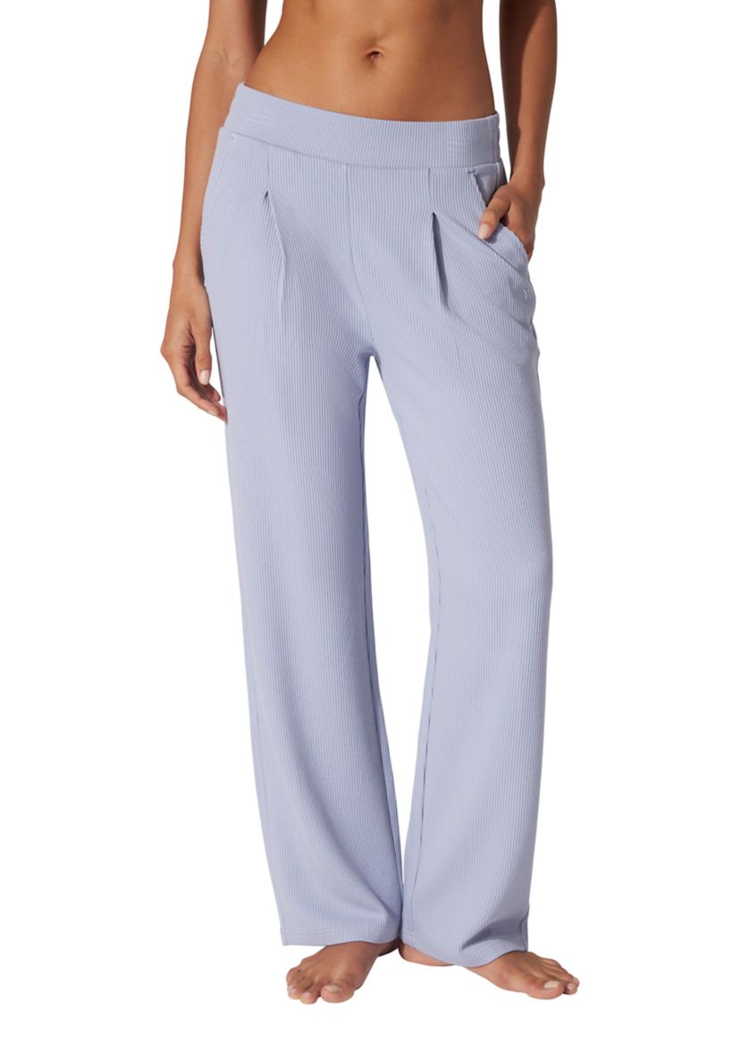 Womens Scuba Ribbed Knit Straight Leg Pants
