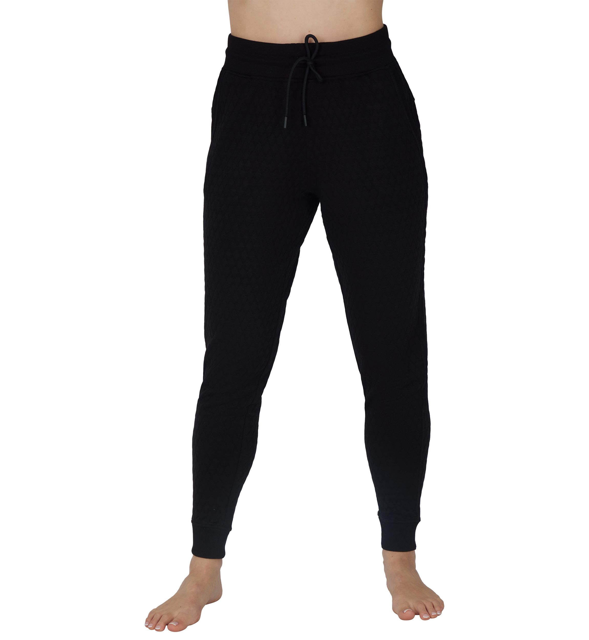 Diamond Quilted Jogger Pants with Pockets
