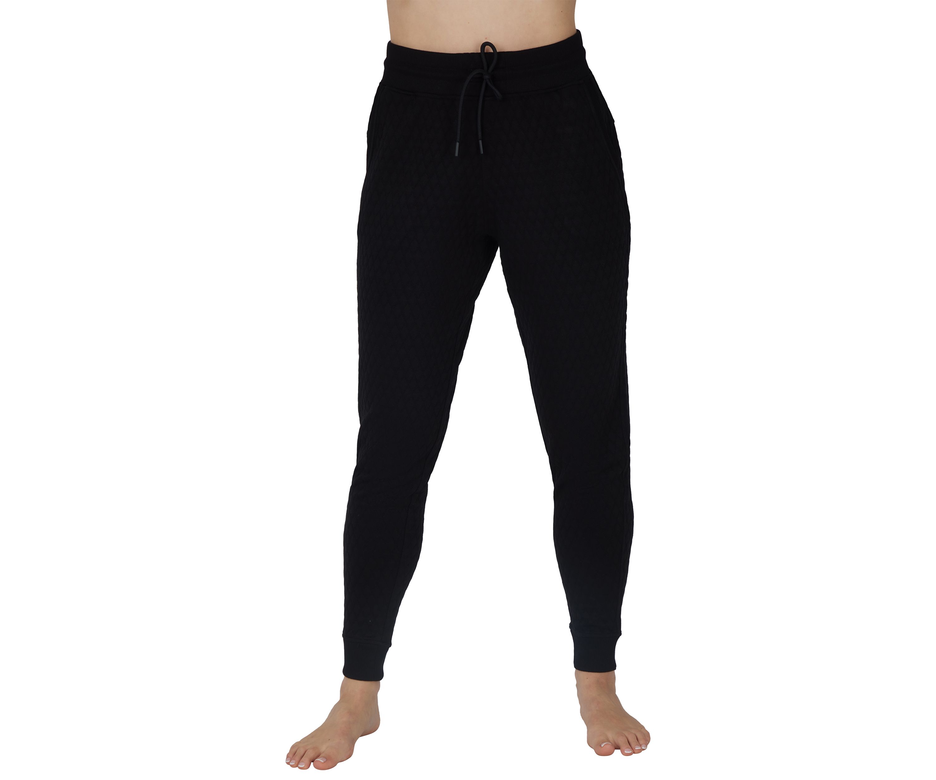 Diamond Quilted Jogger Pants with Pockets