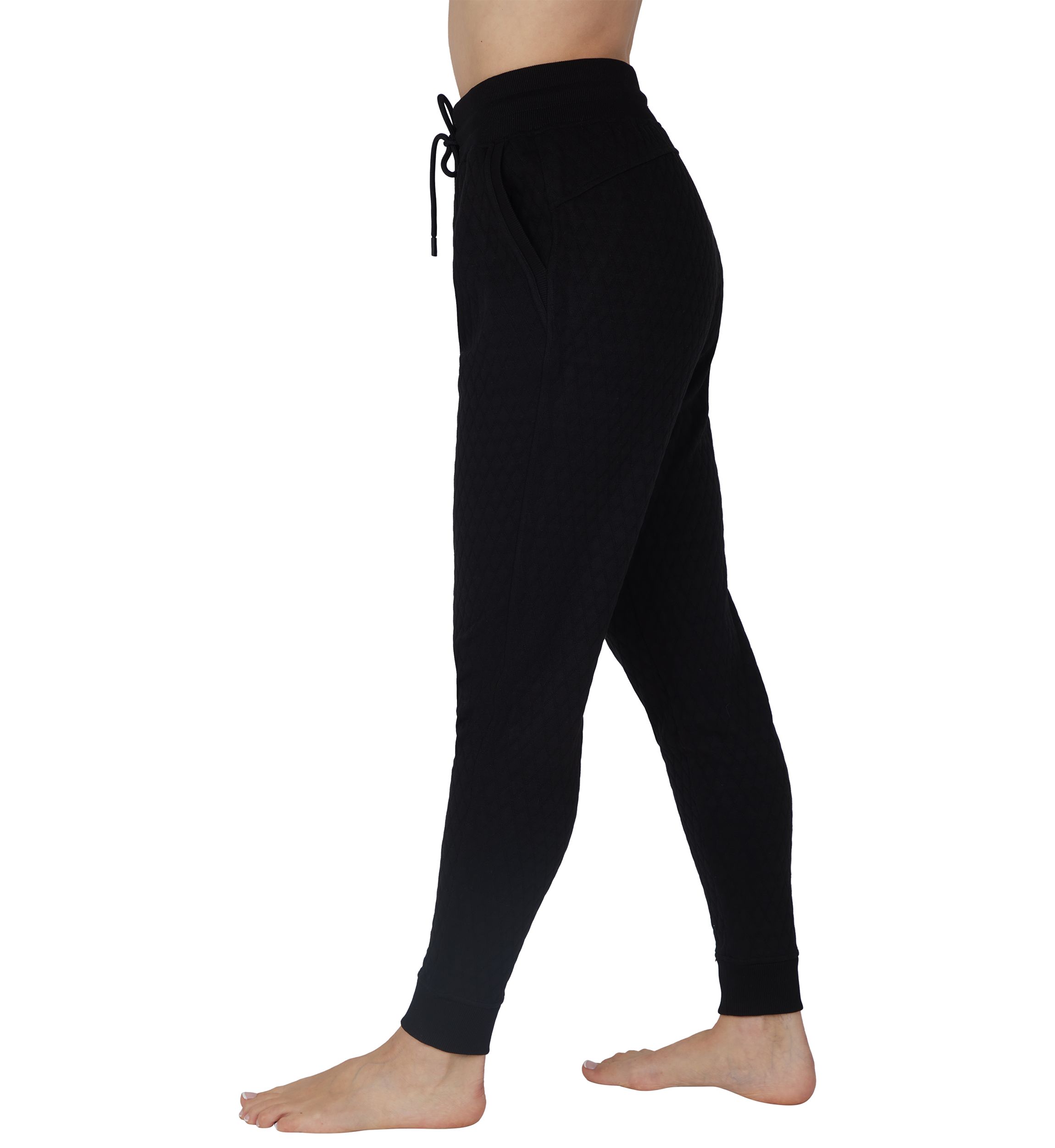 Diamond Quilted Jogger Pants with Pockets