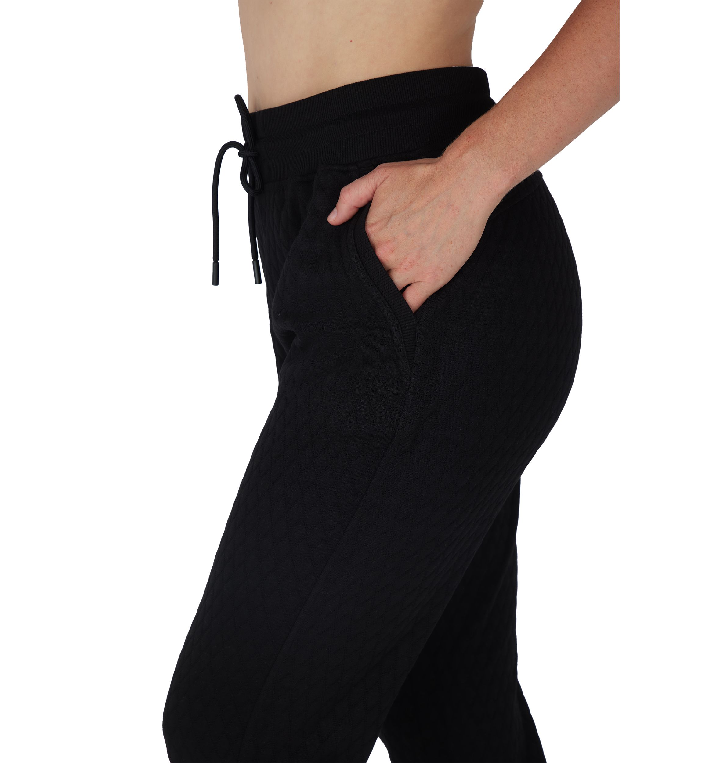 Diamond Quilted Jogger Pants with Pockets