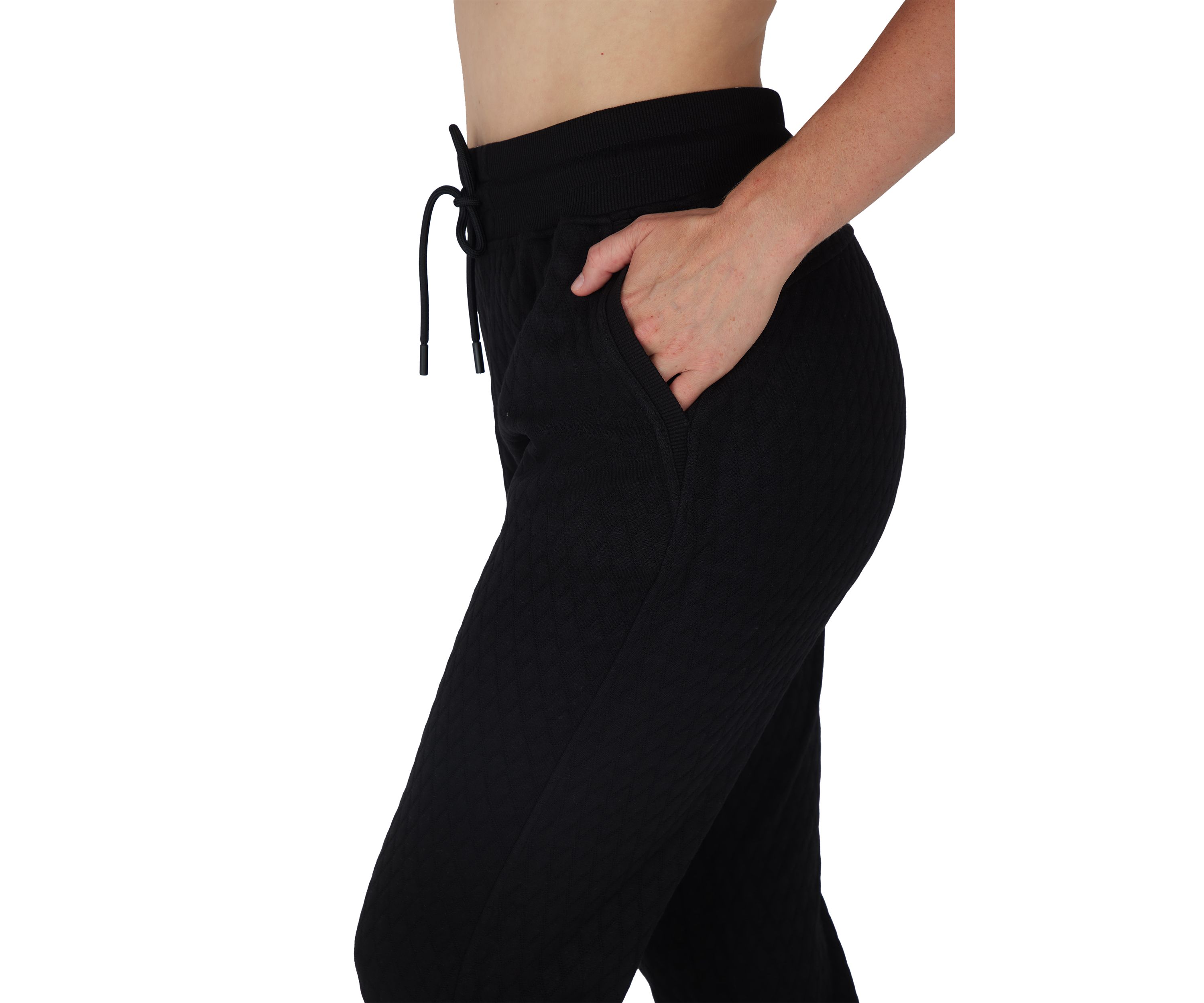 Diamond Quilted Jogger Pants with Pockets