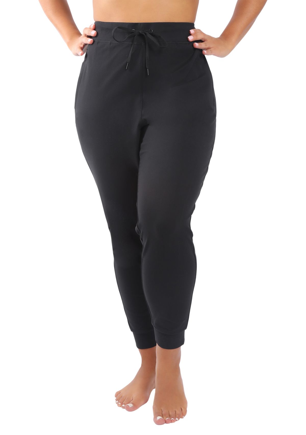 Plus Size Luxe Avenue Side Zip Pocket Jogger Pants