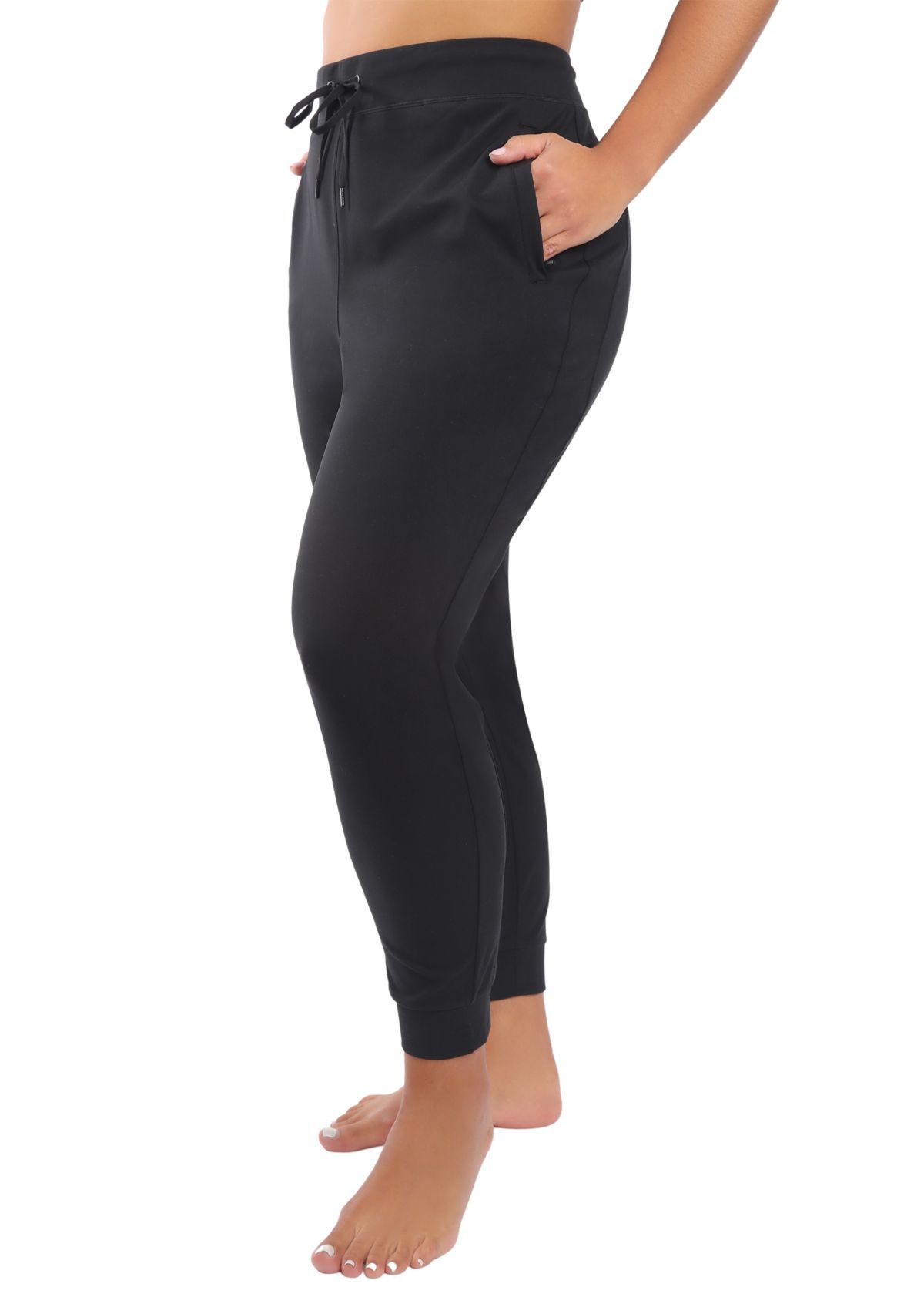 Plus Size Luxe Avenue Side Zip Pocket Jogger Pants