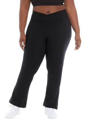 Yogalicious Women's Plus Size Madison Crossover V-Back 7/8 Flared Leg Pants