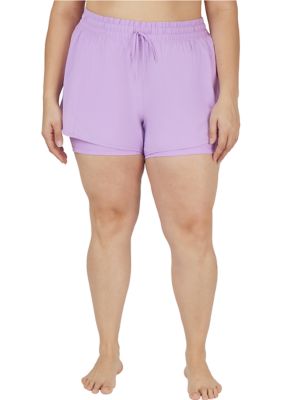 Yogalicious Women's Plus Size Lightstreme Alpine 2-in-1 Shorts, Lilac, 1X