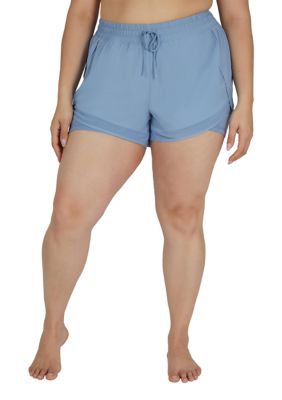 Yogalicious Women's Plus Size Lightstreme Full Court 2-in-1 Mesh Shorts, 1X