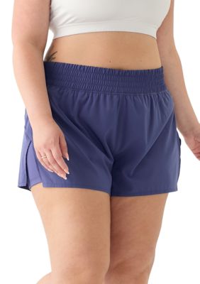 Yogalicious Women's Plus Size Lightstreme Love and Flutter Running Shorts, Blue, 1X