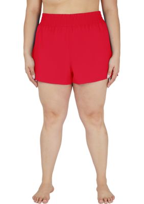 Yogalicious Women's Plus Size Lightstreme Love and Flutter Running Shorts, Red, 1X